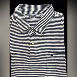 Vineyard Vines Men's Polo - Navy and White Stripes